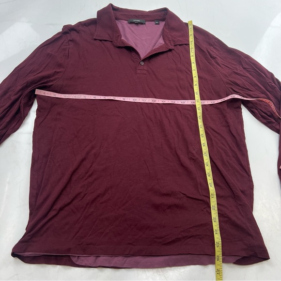 Vince men’s burgundy long sleeve polo shirt L L57-3 - Picture 4 of 5